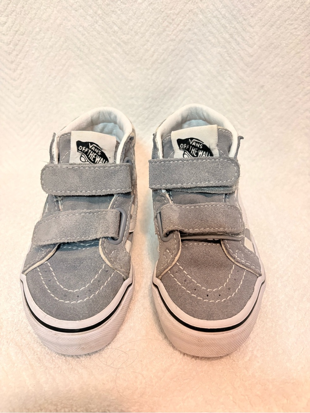 Vans Kids Light Gray Suede Velcro Sneakers